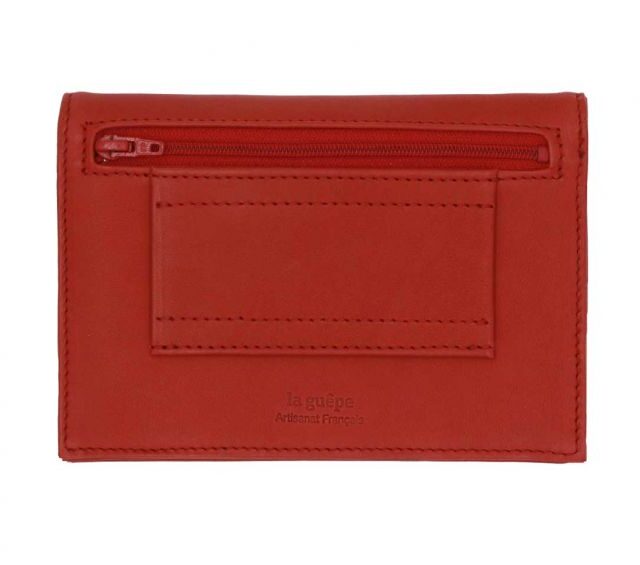 La Guêpe - Petite Maroquinerie - Portefeuille ceinture avec passant - "Luxe" en cuir rouge - PM-014-01