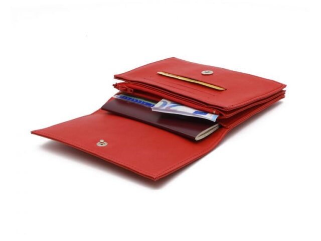 La Guêpe - Petite Maroquinerie - Portefeuille ceinture avec passant - "Luxe" en cuir rouge - PM-014-01