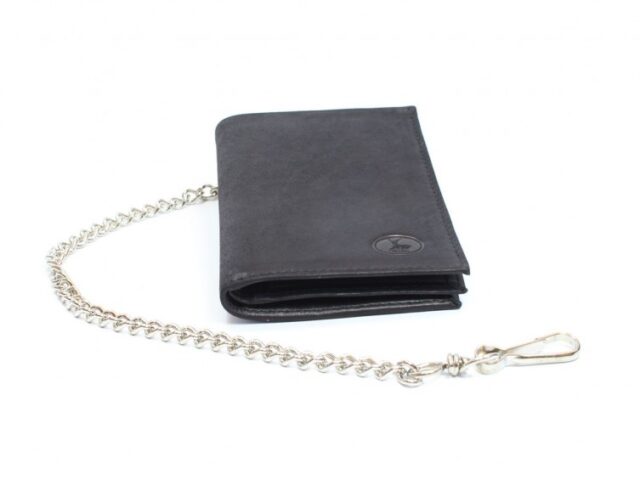 La Guêpe - Petite Maroquinerie - Portefeuille chaînette en cuir noir - 336