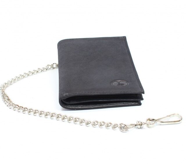 La Guêpe - Petite Maroquinerie - Portefeuille chaînette en cuir noir - 336