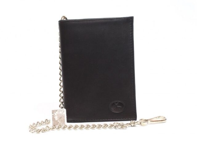 La Guêpe - Petite Maroquinerie - Portefeuille chaînette en cuir noir - 336