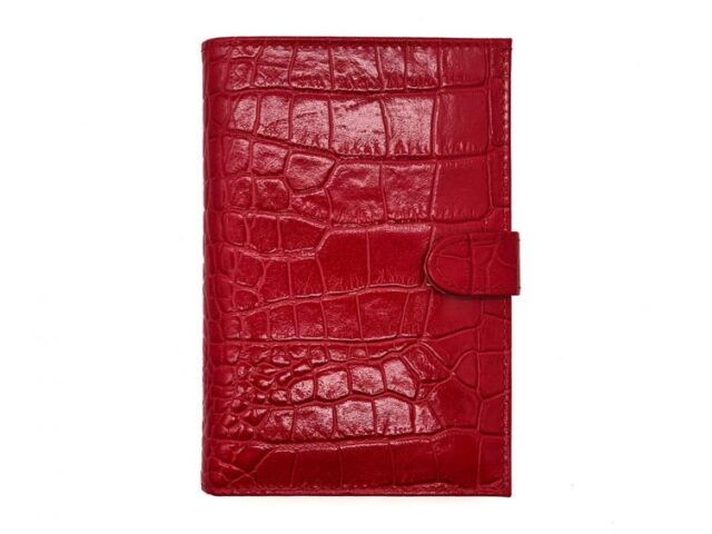 La Guêpe - Portefeuille croco 4 volets en cuir rouge – 320