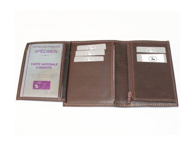 La Guêpe - Petite Maroquinerie - Portefeuille en cuir marron