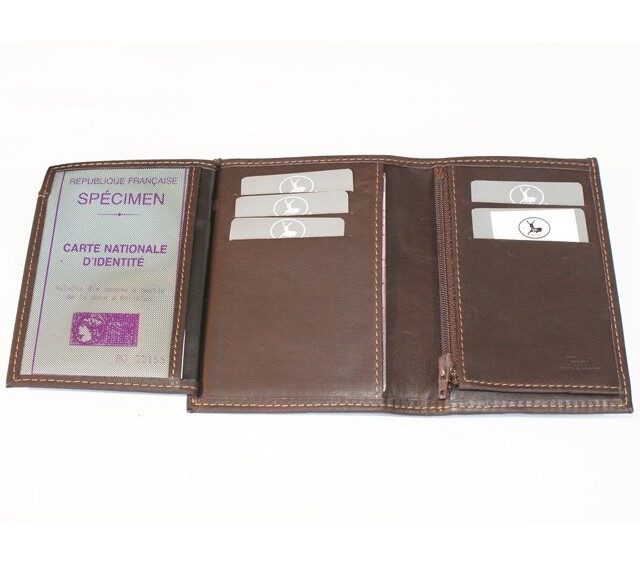 La Guêpe - Petite Maroquinerie - Portefeuille en cuir marron