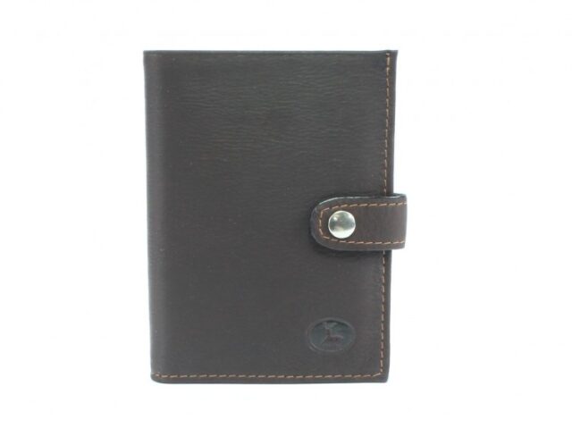 La Guêpe - Petite Maroquinerie - Portefeuille cuir marron à patte - 139