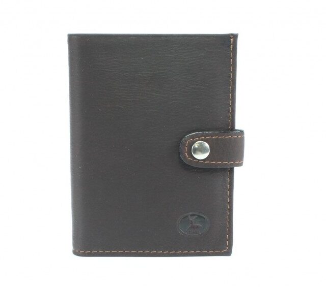 La Guêpe - Petite Maroquinerie - Portefeuille cuir marron à patte - 139