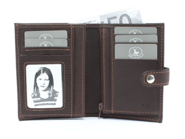 La Guêpe - Petite Maroquinerie - Portefeuille cuir marron à patte - 139