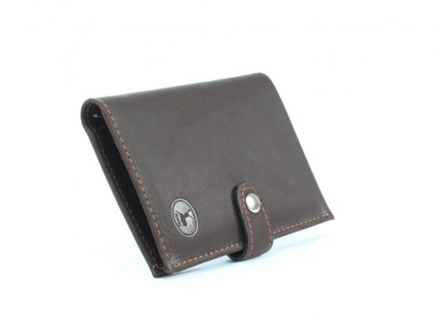 La Guêpe - Petite Maroquinerie - Portefeuille cuir marron à patte - 139