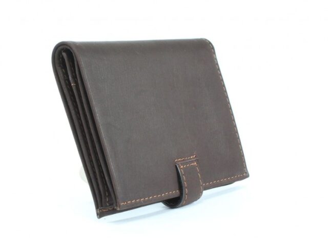 La Guêpe - Petite Maroquinerie - Portefeuille cuir marron à patte - 139