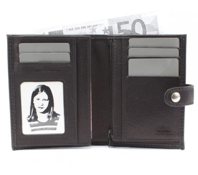 La Guêpe - Petite Maroquinerie - Portefeuille cuir noir à patte - 139