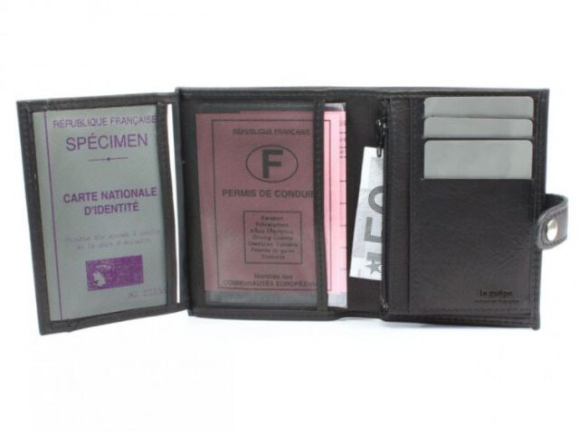 La Guêpe - Petite Maroquinerie - Portefeuille cuir noir à patte - 139