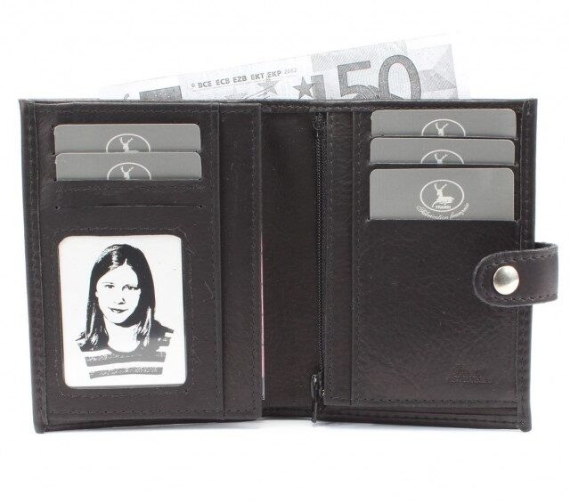 La Guêpe - Petite Maroquinerie - Portefeuille cuir noir à patte - 139