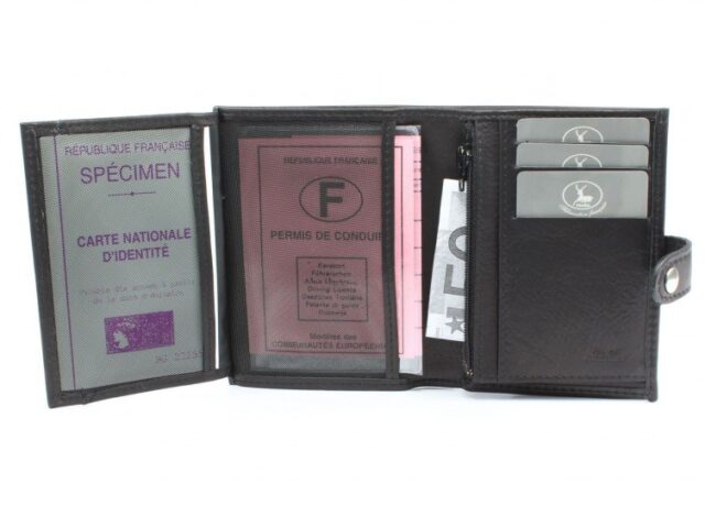 La Guêpe - Petite Maroquinerie - Portefeuille cuir noir à patte - 139