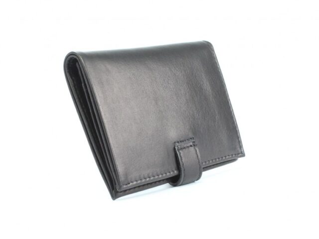 La Guêpe - Petite Maroquinerie - Portefeuille cuir noir à patte - 139