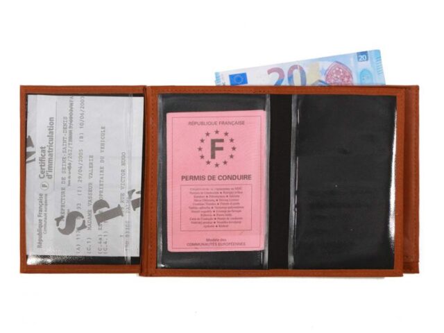 La Guêpe - Petite Maroquinerie - Portefeuille double rabat en cuir fauve - 969 grand