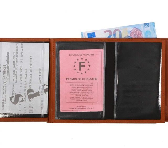 La Guêpe - Petite Maroquinerie - Portefeuille double rabat en cuir fauve - 969 grand