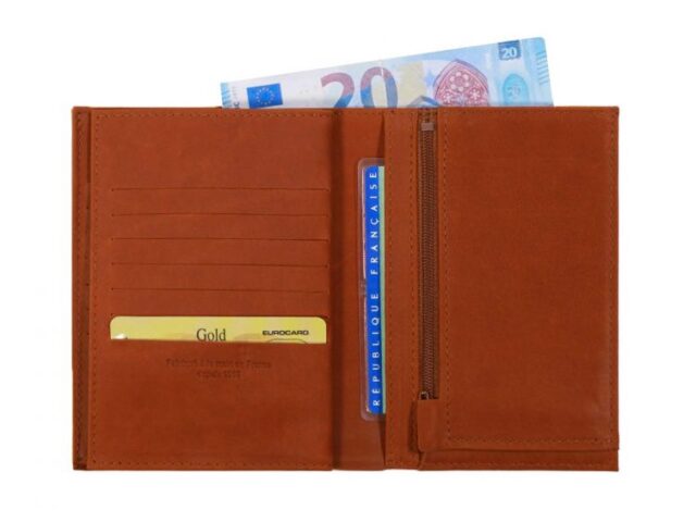 La Guêpe - Petite Maroquinerie - Portefeuille double rabat en cuir fauve - 969 grand