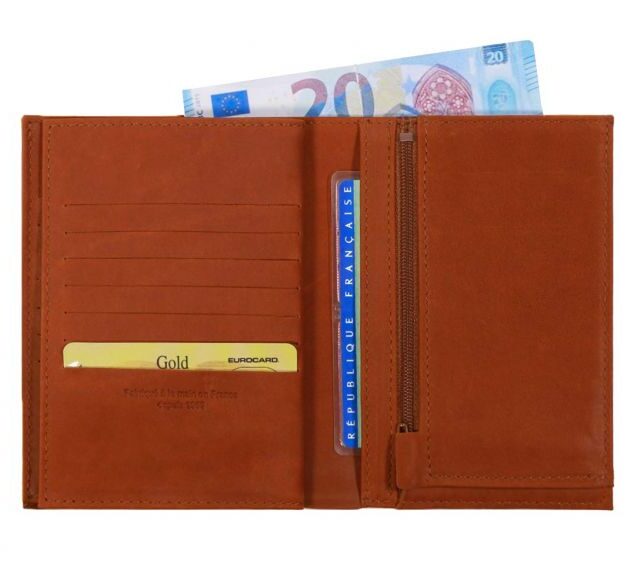 La Guêpe - Petite Maroquinerie - Portefeuille double rabat en cuir fauve - 969 grand