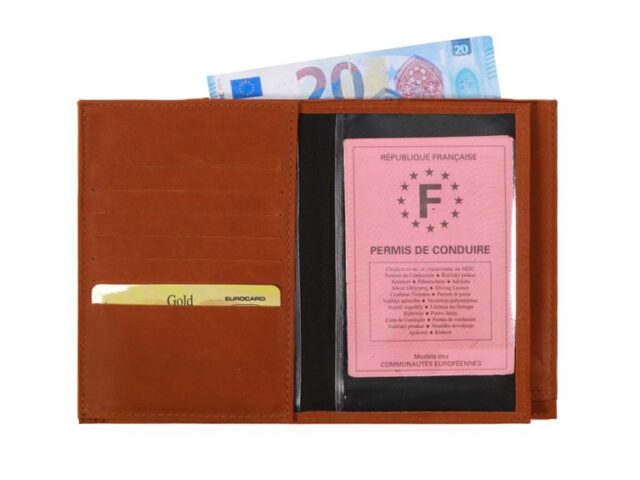 La Guêpe - Petite Maroquinerie - Portefeuille double rabat en cuir fauve - 969 grand