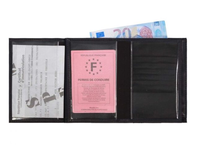 La Guêpe - Petite Maroquinerie - Portefeuille double rabat en cuir marine - 969 grand