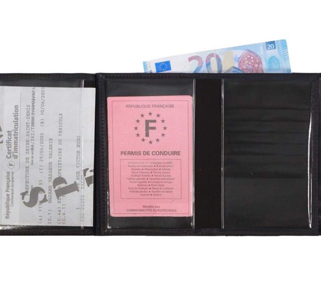 La Guêpe - Petite Maroquinerie - Portefeuille double rabat en cuir marine - 969 grand