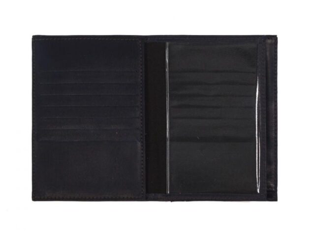 La Guêpe - Petite Maroquinerie - Portefeuille double rabat en cuir marine - 969 grand