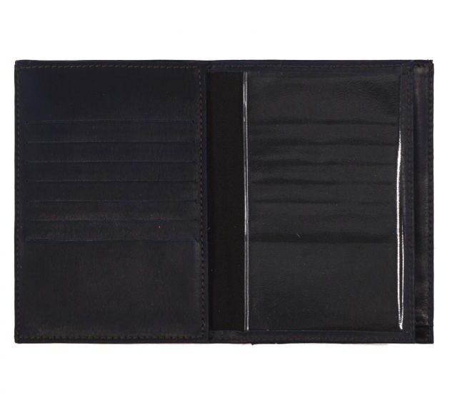 La Guêpe - Petite Maroquinerie - Portefeuille double rabat en cuir marine - 969 grand