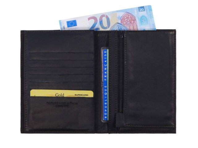 La Guêpe - Petite Maroquinerie - Portefeuille double rabat en cuir marine - 969 grand