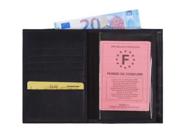La Guêpe - Petite Maroquinerie - Portefeuille double rabat en cuir marine - 969 grand
