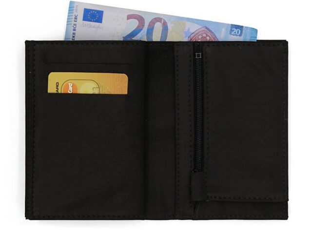 La Guêpe - Petite Maroquinerie - Portefeuille double rabat en cuir noir - 954 petit