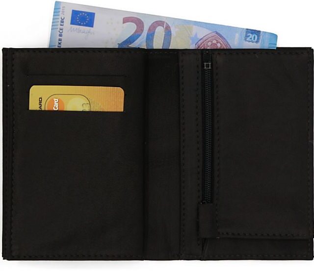 La Guêpe - Petite Maroquinerie - Portefeuille double rabat en cuir noir - 954 petit