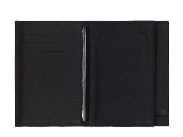 La Guêpe - Petite Maroquinerie - Portefeuille double rabat en cuir noir - 954 petit