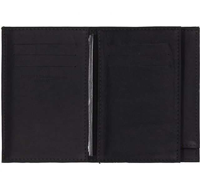 La Guêpe - Petite Maroquinerie - Portefeuille double rabat en cuir noir - 954 petit