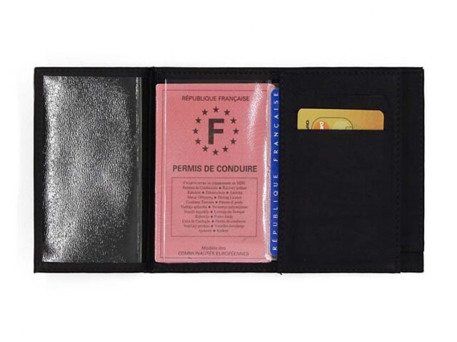 La Guêpe - Petite Maroquinerie - Portefeuille double rabat en cuir noir - 954 petit