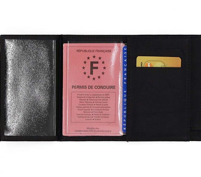 La Guêpe - Petite Maroquinerie - Portefeuille double rabat en cuir noir - 954 petit