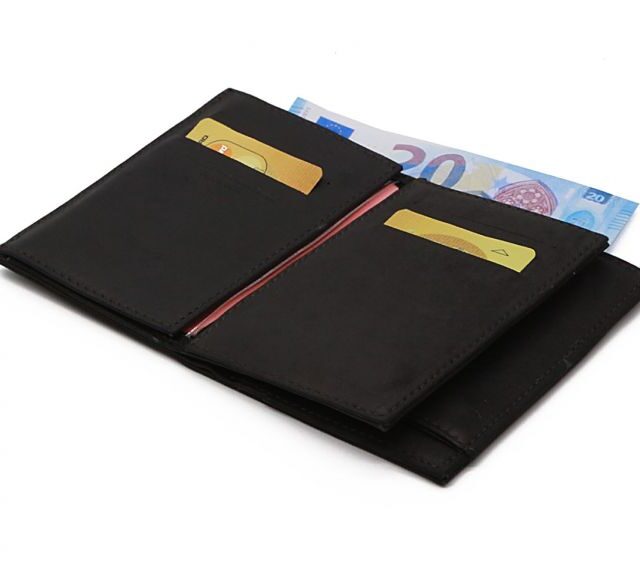 La Guêpe - Petite Maroquinerie - Portefeuille double rabat en cuir noir - 954 petit