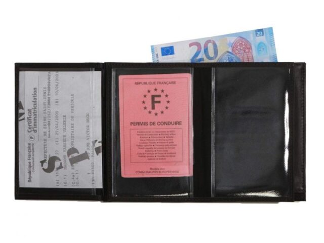 La Guêpe - Petite Maroquinerie - Portefeuille double rabat en cuir noir - 969 grand