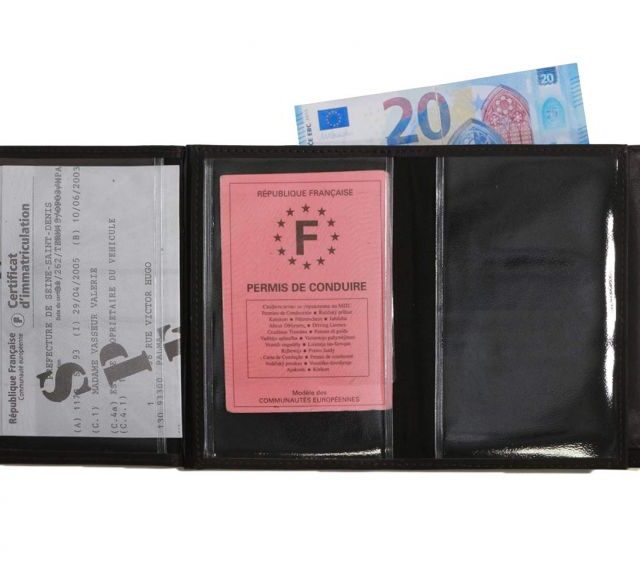 La Guêpe - Petite Maroquinerie - Portefeuille double rabat en cuir noir - 969 grand