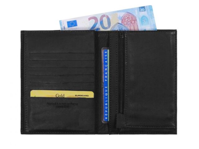 La Guêpe - Petite Maroquinerie - Portefeuille double rabat en cuir noir - 969 grand