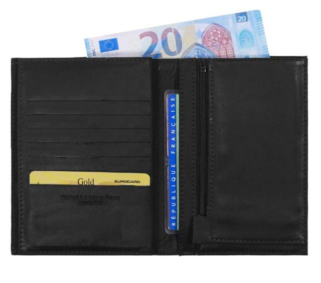 La Guêpe - Petite Maroquinerie - Portefeuille double rabat en cuir noir - 969 grand