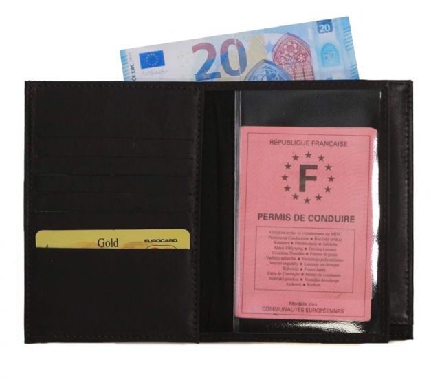 La Guêpe - Petite Maroquinerie - Portefeuille double rabat en cuir noir - 969 grand