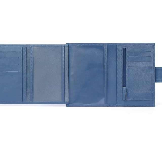 La Guêpe - Petite Maroquinerie - Portefeuille en cuir avec patte de fermeture - bleu de prusse - 320