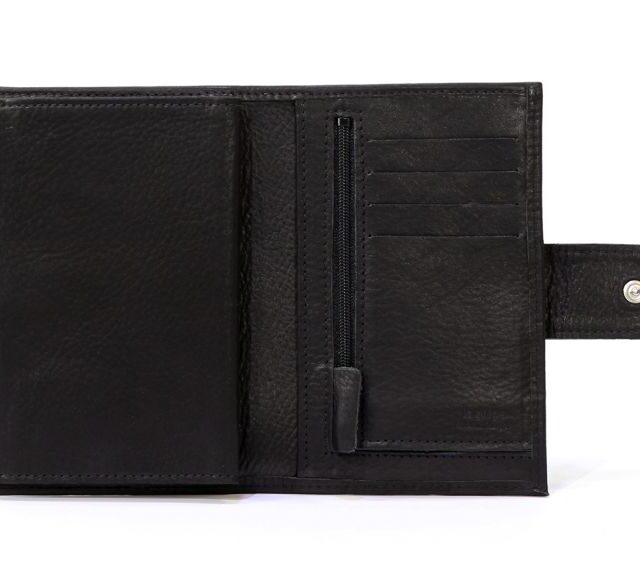 La Guêpe - Petite Maroquinerie - Portefeuille en cuir avec patte de fermeture - noir - 320