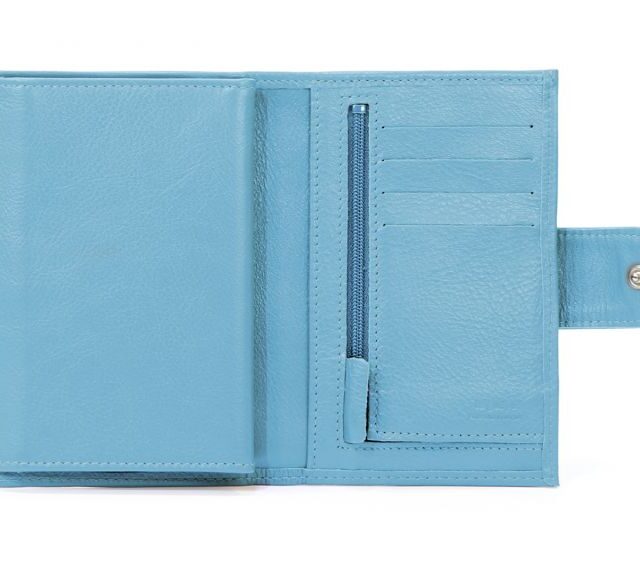 La Guêpe - Petite Maroquinerie - Portefeuille en cuir avec patte de fermeture - bleu azur - 320