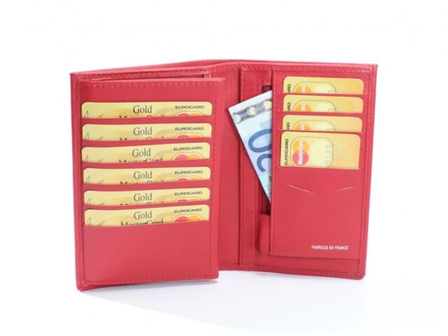 La Guêpe - Petite Maroquinerie - Portefeuille en cuir de veau - rouge - 131