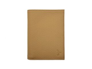 La Guêpe - Portefeuille en cuir grainé beige  13 cm, 2 volets  PM-001-05