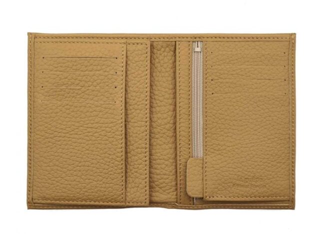 La Guêpe - Petite Maroquinerie - Portefeuille en cuir grainé beige - 13 cm