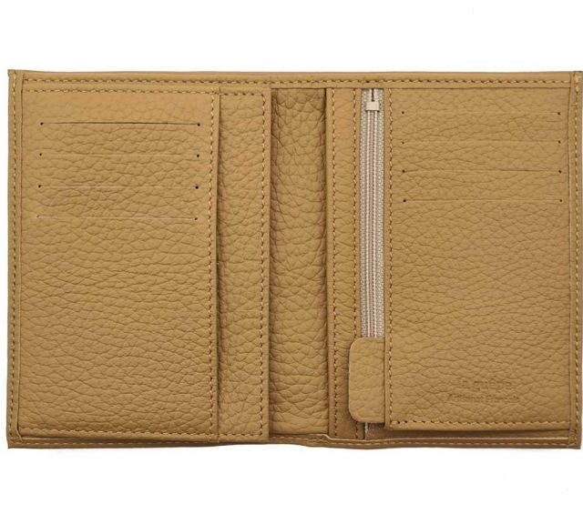 La Guêpe - Petite Maroquinerie - Portefeuille en cuir grainé beige - 13 cm