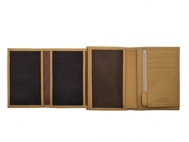 La Guêpe - Petite Maroquinerie - Portefeuille en cuir grainé beige - 13 cm - PM-028-05