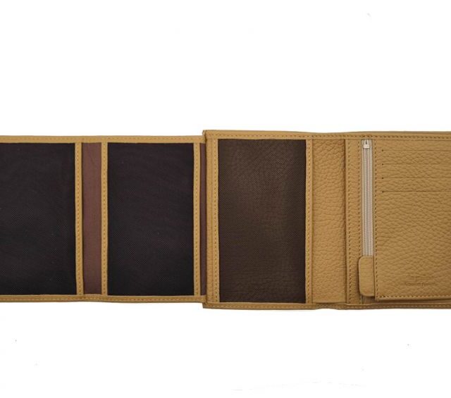 La Guêpe - Petite Maroquinerie - Portefeuille en cuir grainé beige - 13 cm - PM-028-05